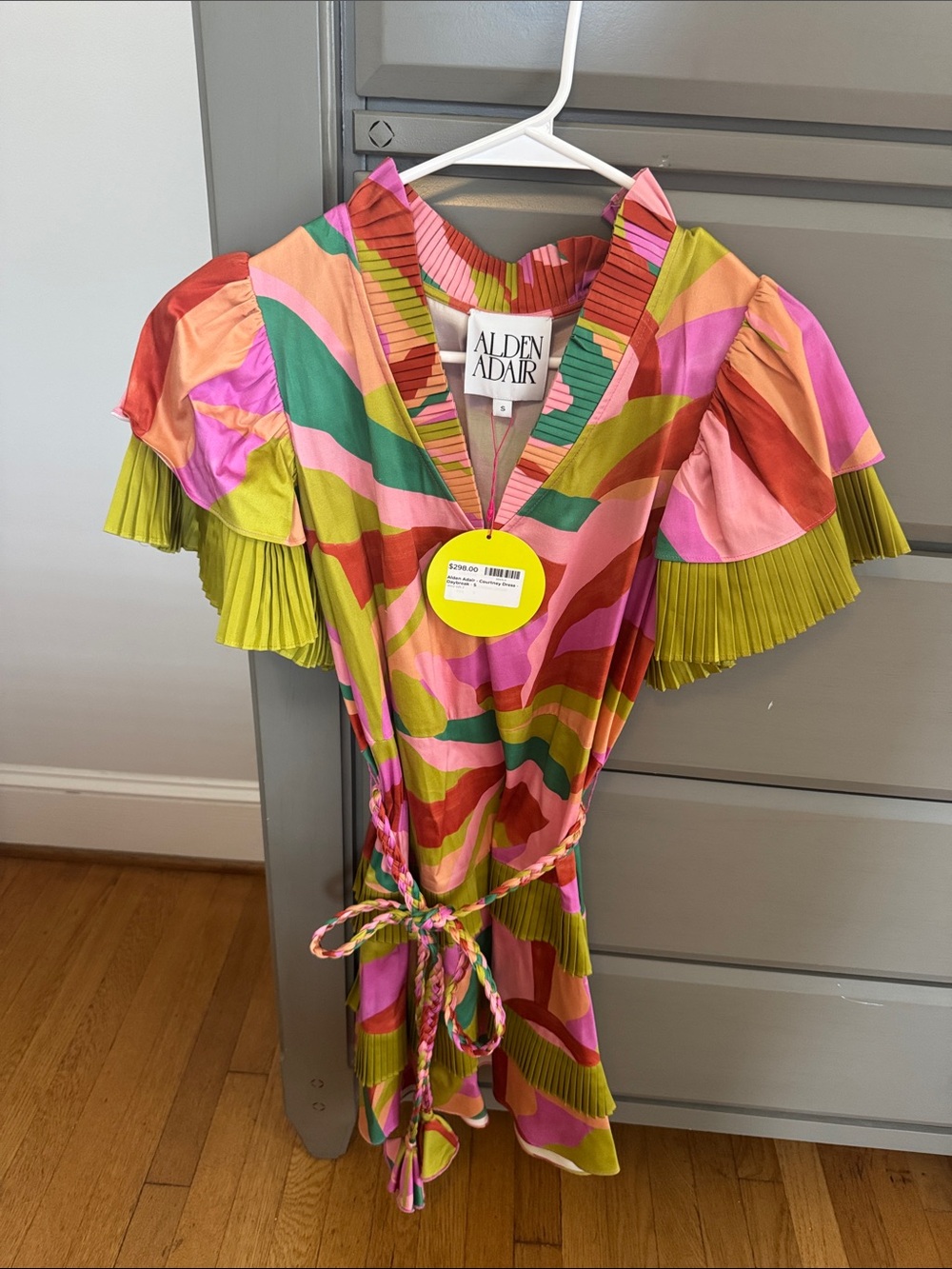 Alden Adair Multicolor Pleated Sleeve Wrap Dress
